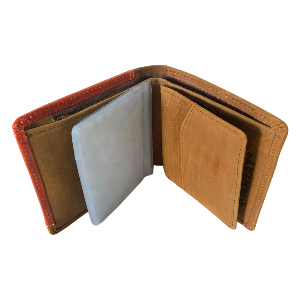 ARIAT Tri-Fold Wallet Basket Weave Overlay