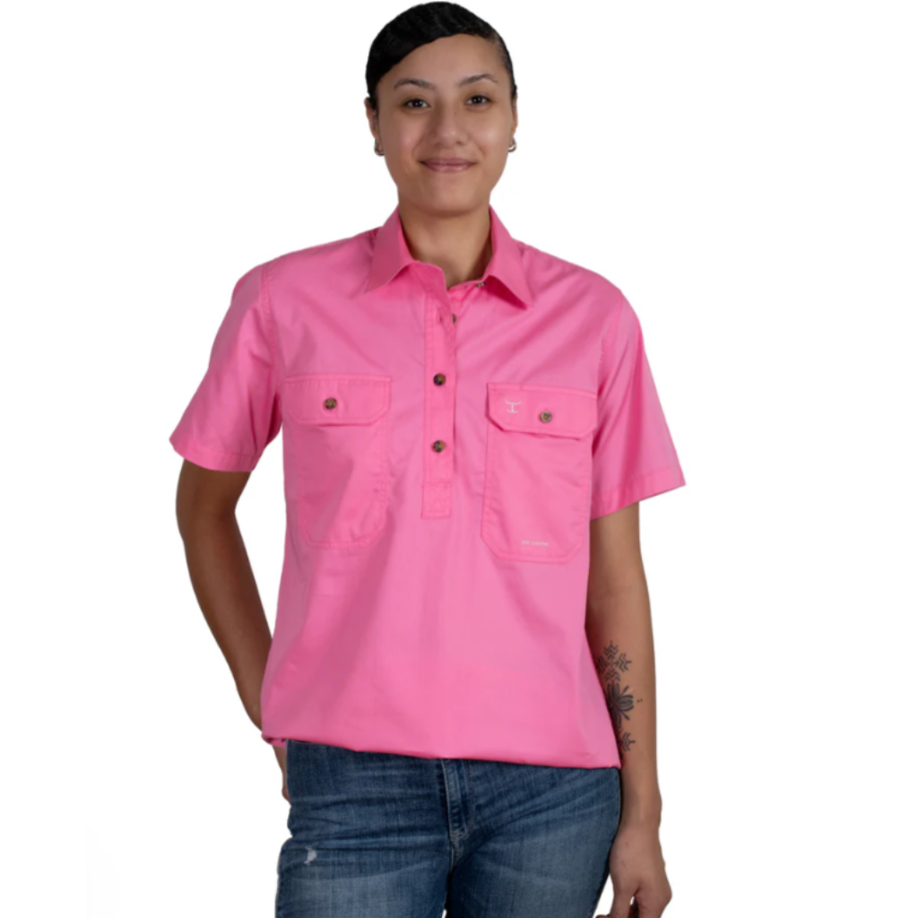 Women's Evie Just Country Half Button Short Sleeve Workshirt