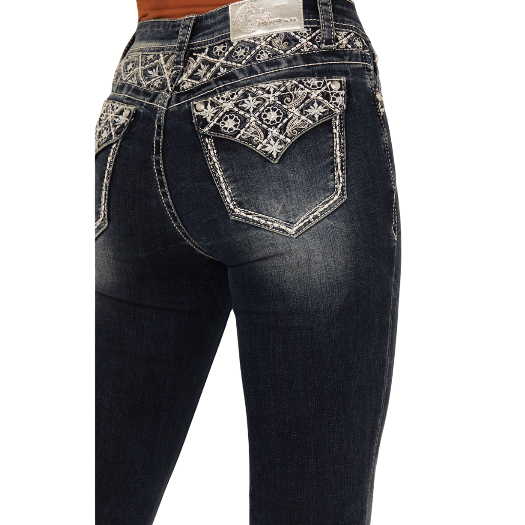 Grace In LA Women's Floral Paisley Jean