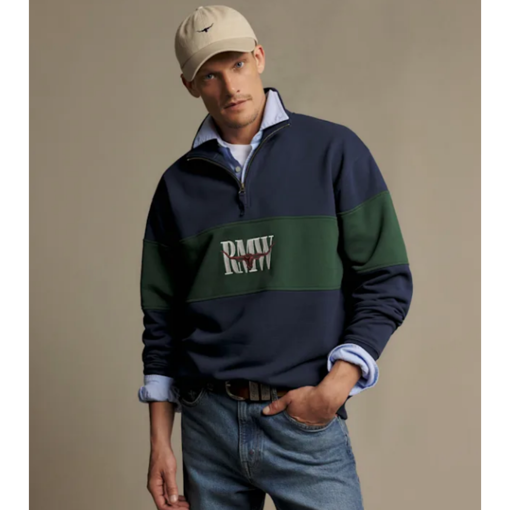 RM Williams Men's Heritage panel quarter-zip