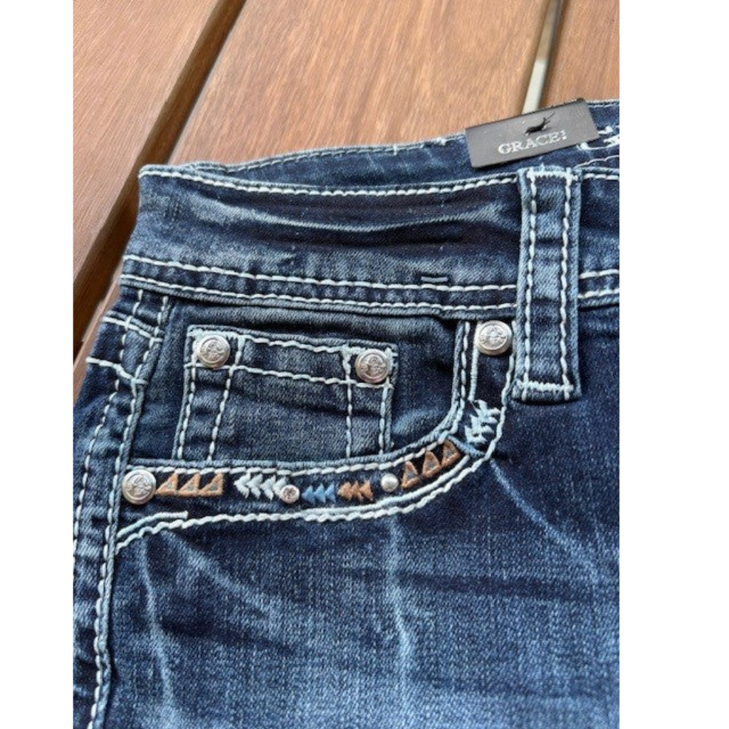 Grace in LA Women's Aztec Print Jeans