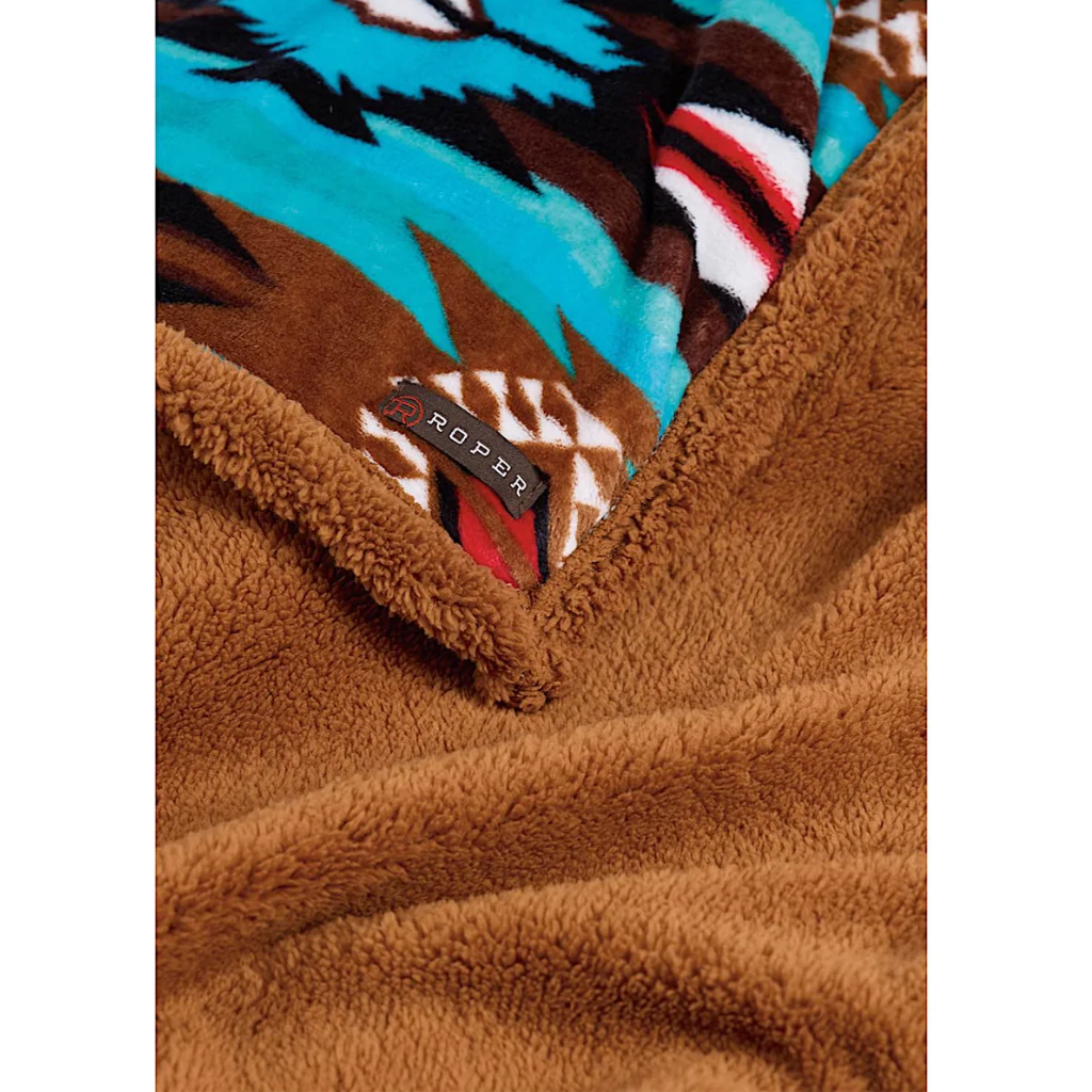 Roper Aztec Fleece Throw - Turquoise