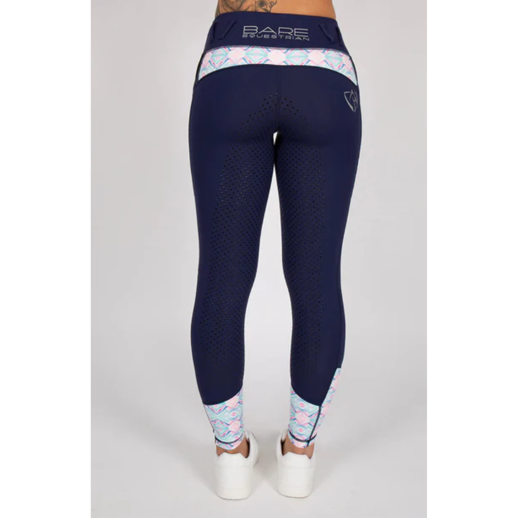 Bare Equestrian Youth Performance Riding Tights - Navy Azure