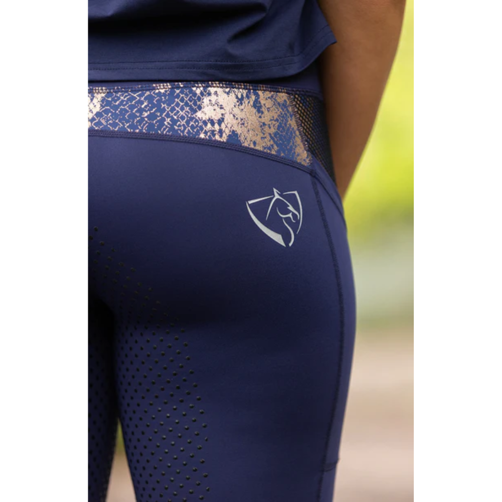 BARE Performance Riding Tights - Navy & Rose Gold