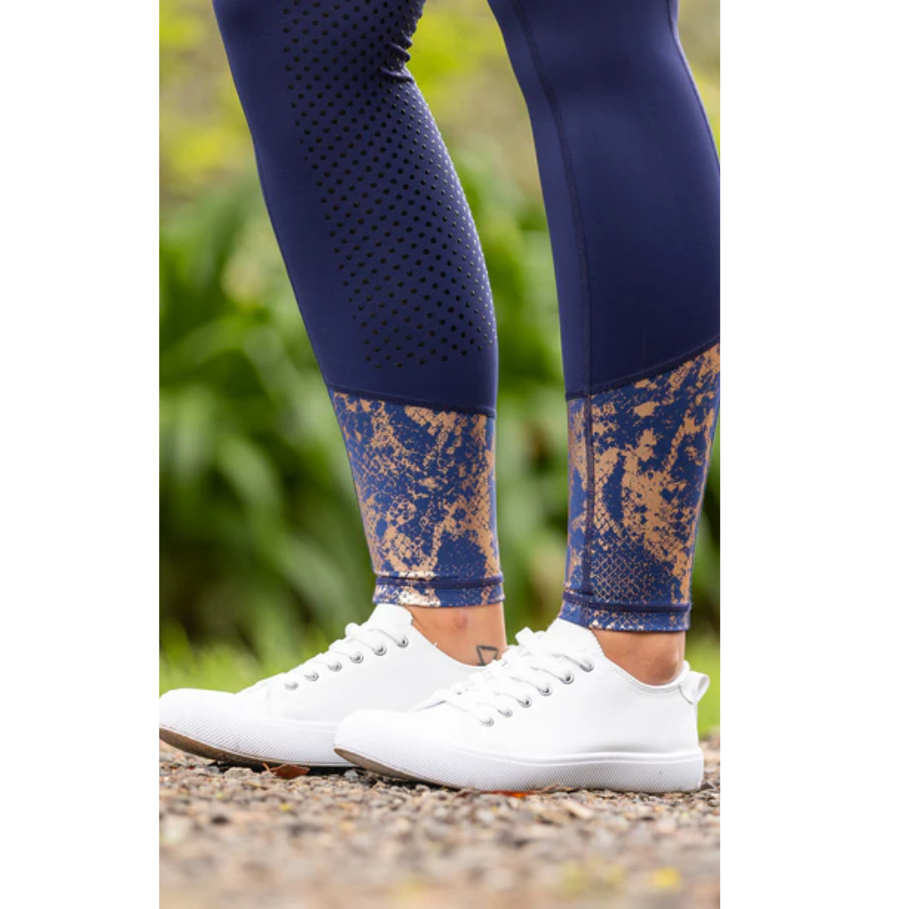 BARE Performance Riding Tights - Navy & Rose Gold