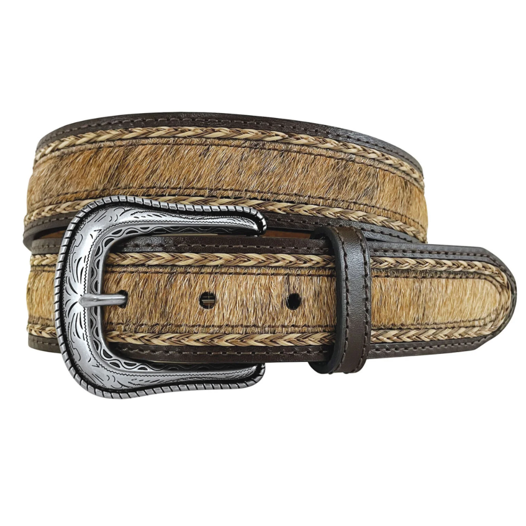 Hair On Hide Brown Genuine Leather Men's Belt