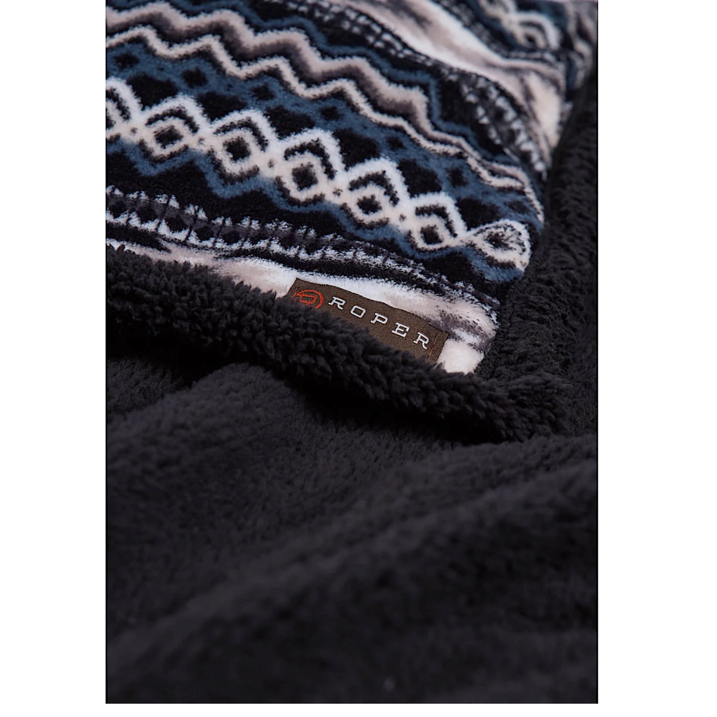 Just Country Roper Aztec Fleece Throw - Black