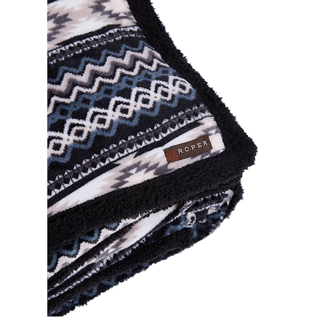 Just Country Roper Aztec Fleece Throw - Black