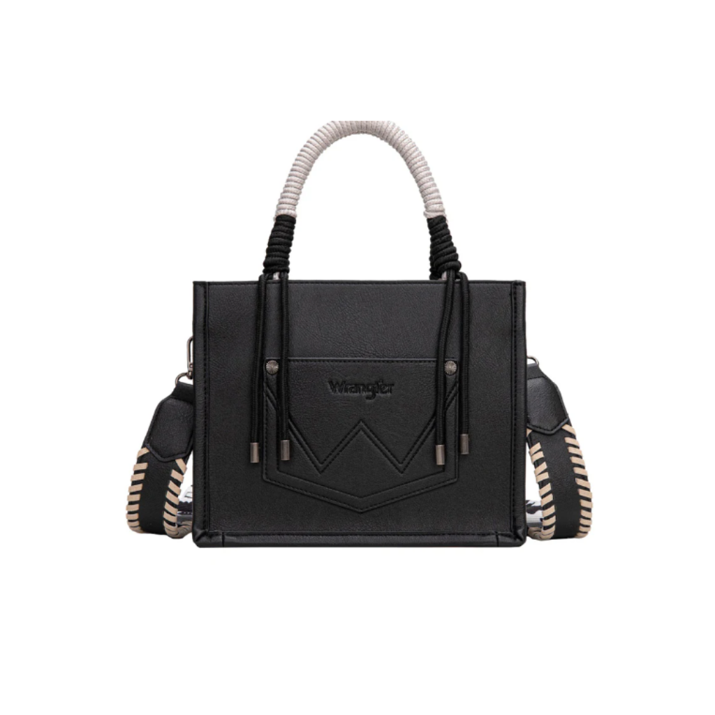 Wrangler Cow Print Tassel Crossbody Bag Black