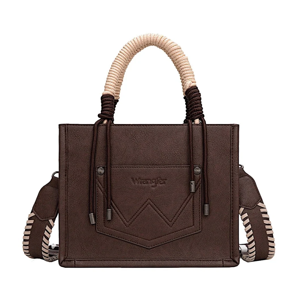 Wrangler Women's Cow Print Tassel Crossbody Bag - Chocolate
