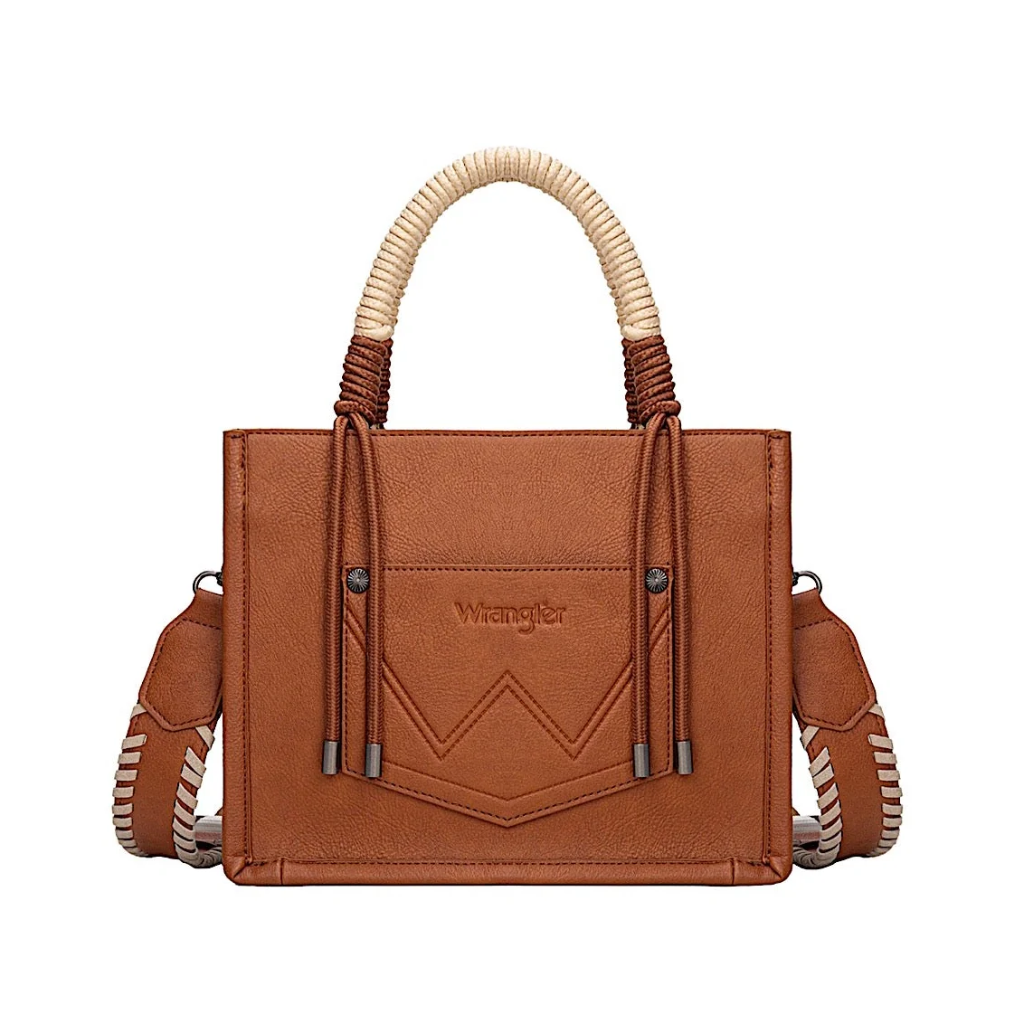 Wrangler Women's Cow Print Tassel Crossbody Bag - Tan