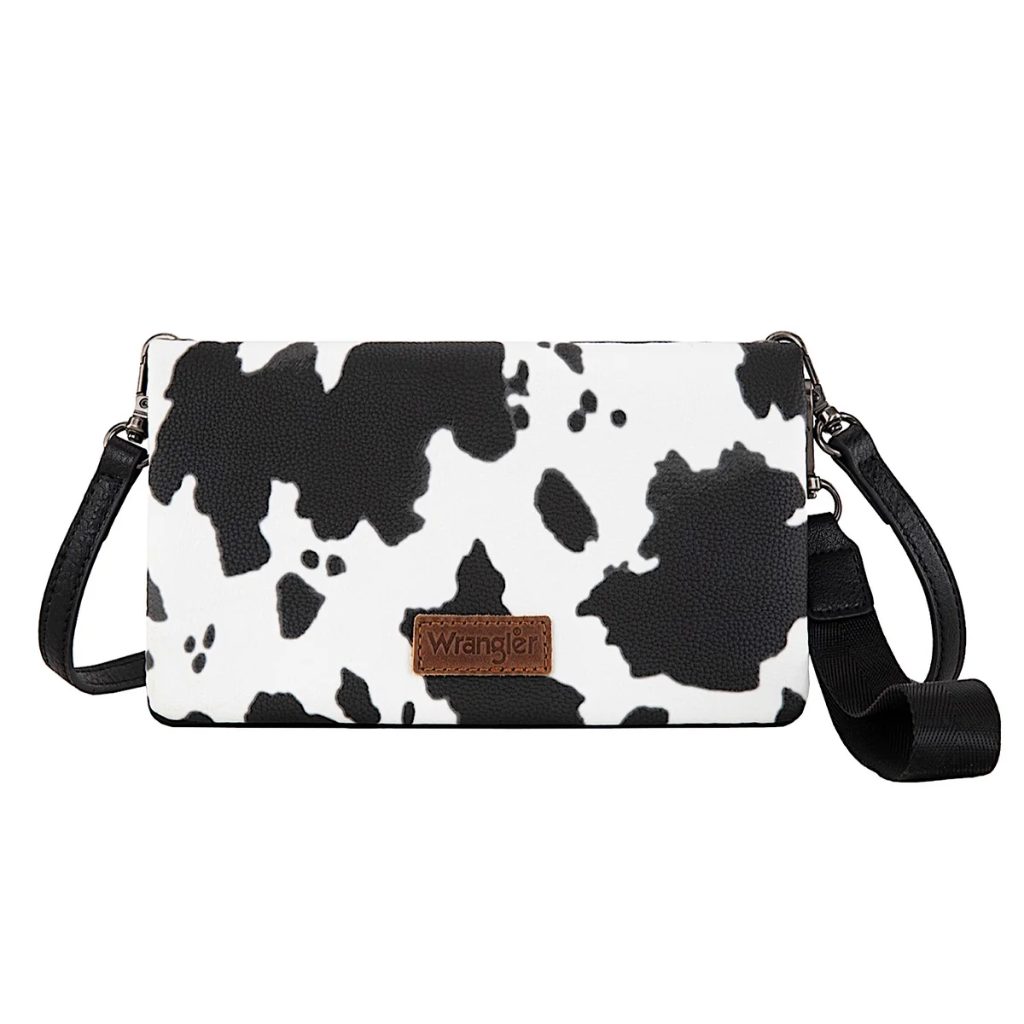 Wrangler Women's Cow Print Wallet Crossbody Bag - Black