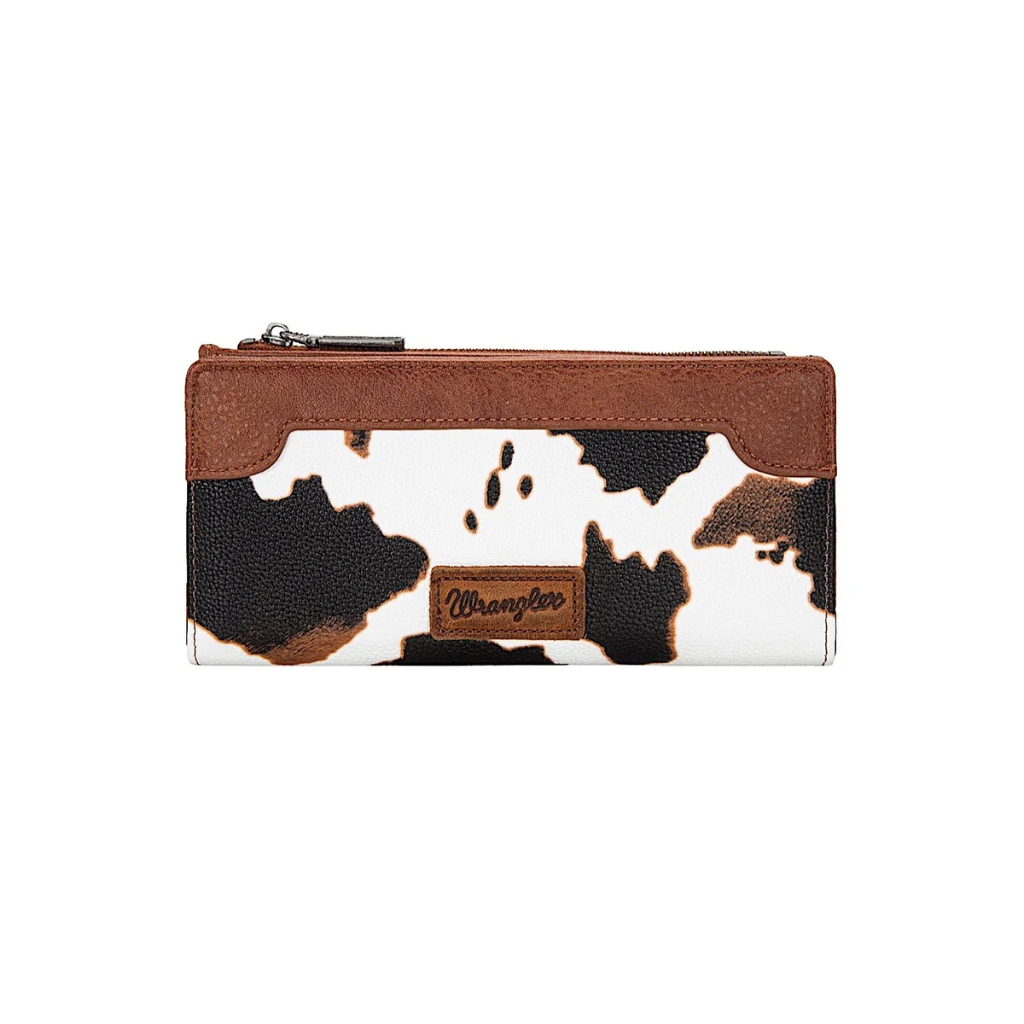 Wrangler Women's Cow Print Slim Wallet - Tan