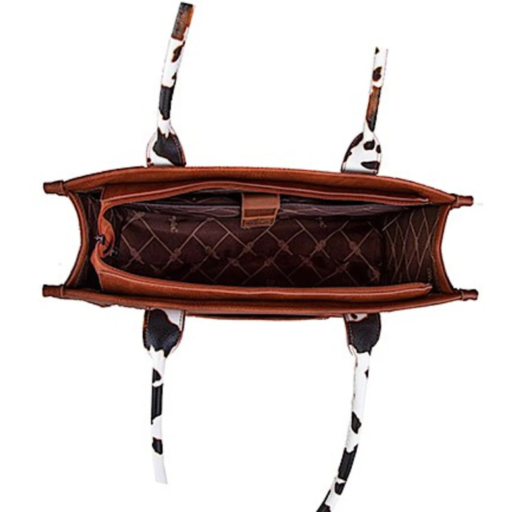 Wrangler Cow Print Tote Bag - Dark Tan