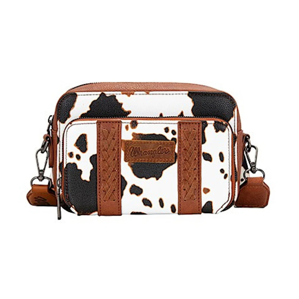 Wrangler Cow Print Small Crossbody Bag - Dark Tan