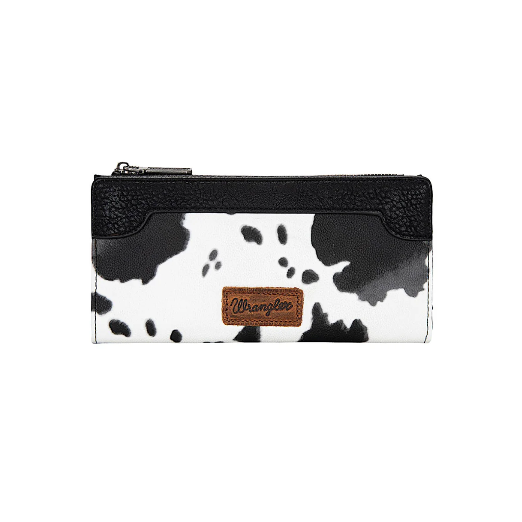 Wrangler Women's Cow Print Slim Wallet - Black