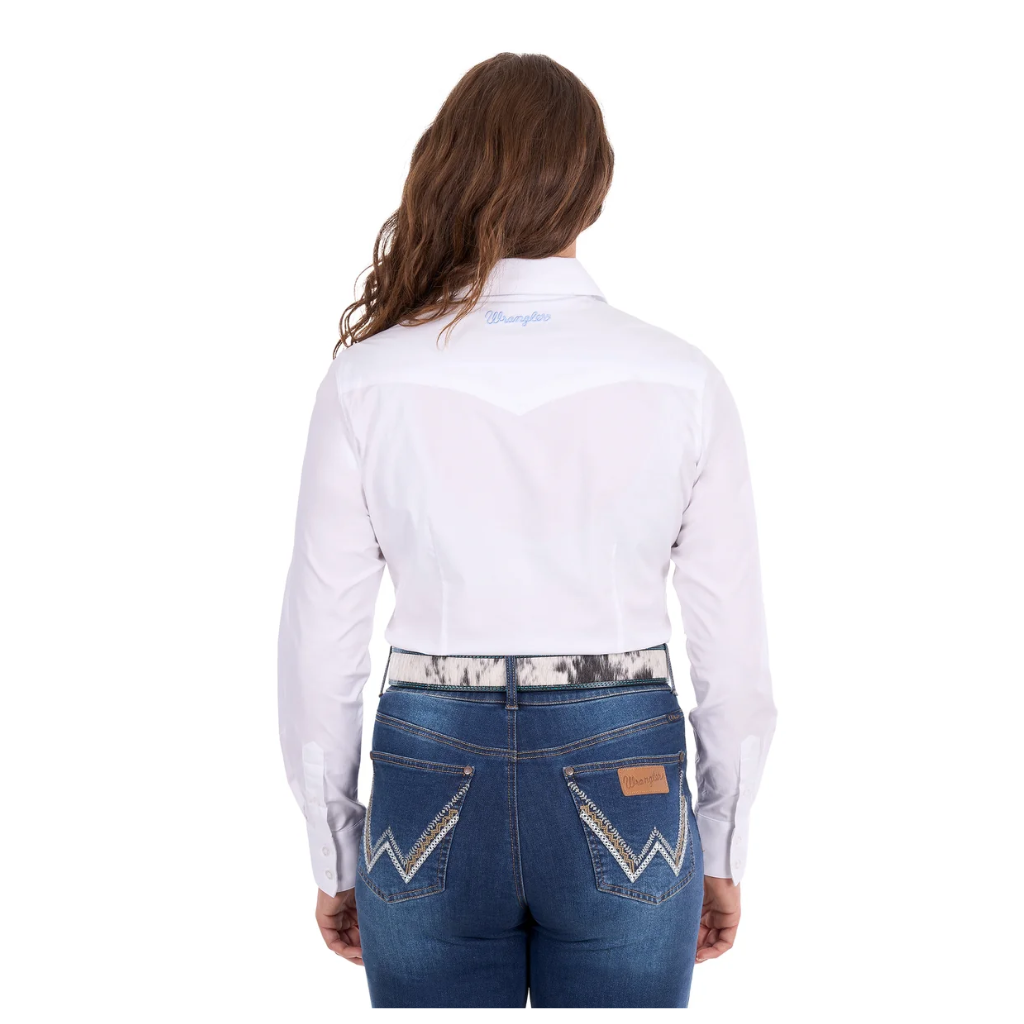 Wrangler Women's Hazel Logo L/S Shirt White
