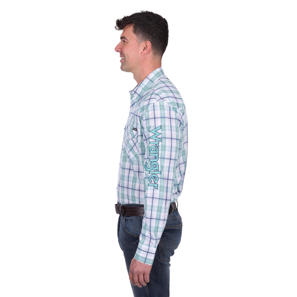 Men's Wrangler Jacob Check Logo Western Long Sleeve Shirt