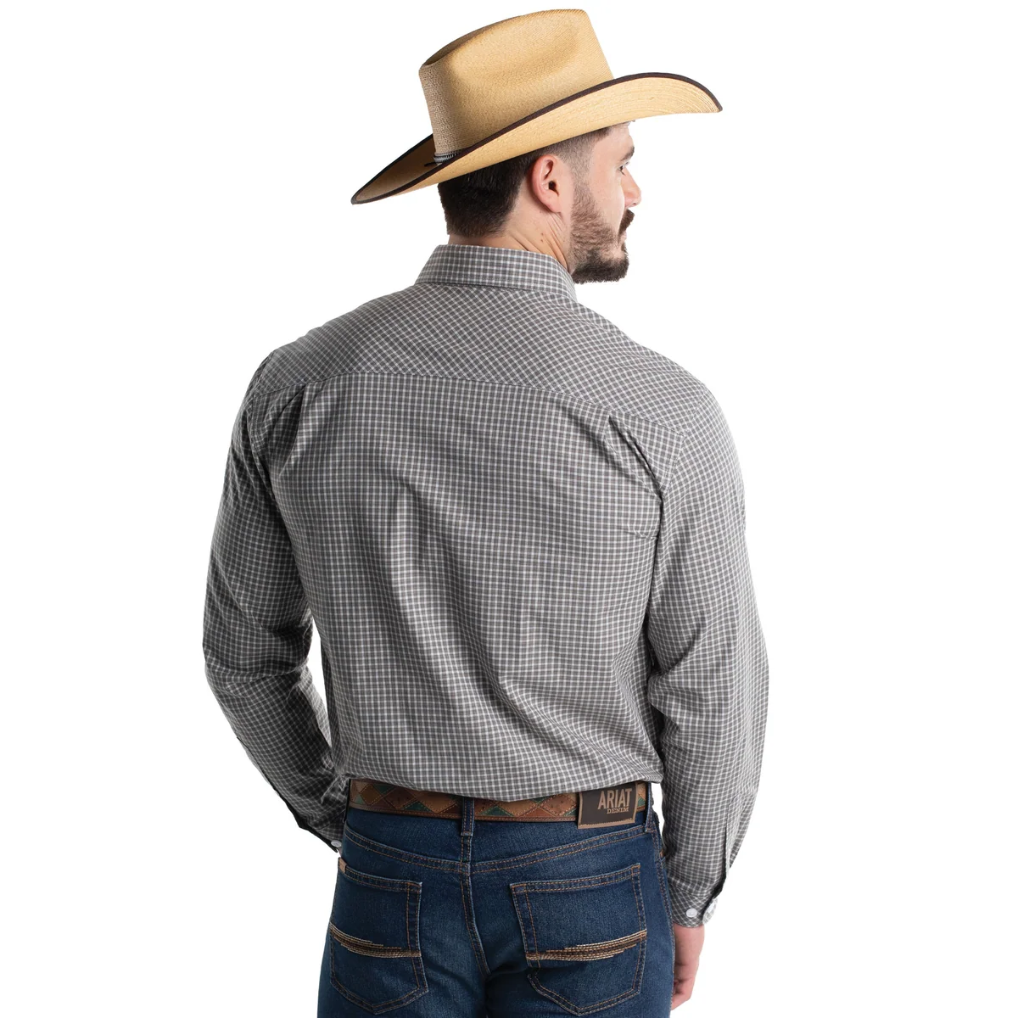 Just Country Men's Austin Full Button Print Workshirt - Moon Mist & White Check