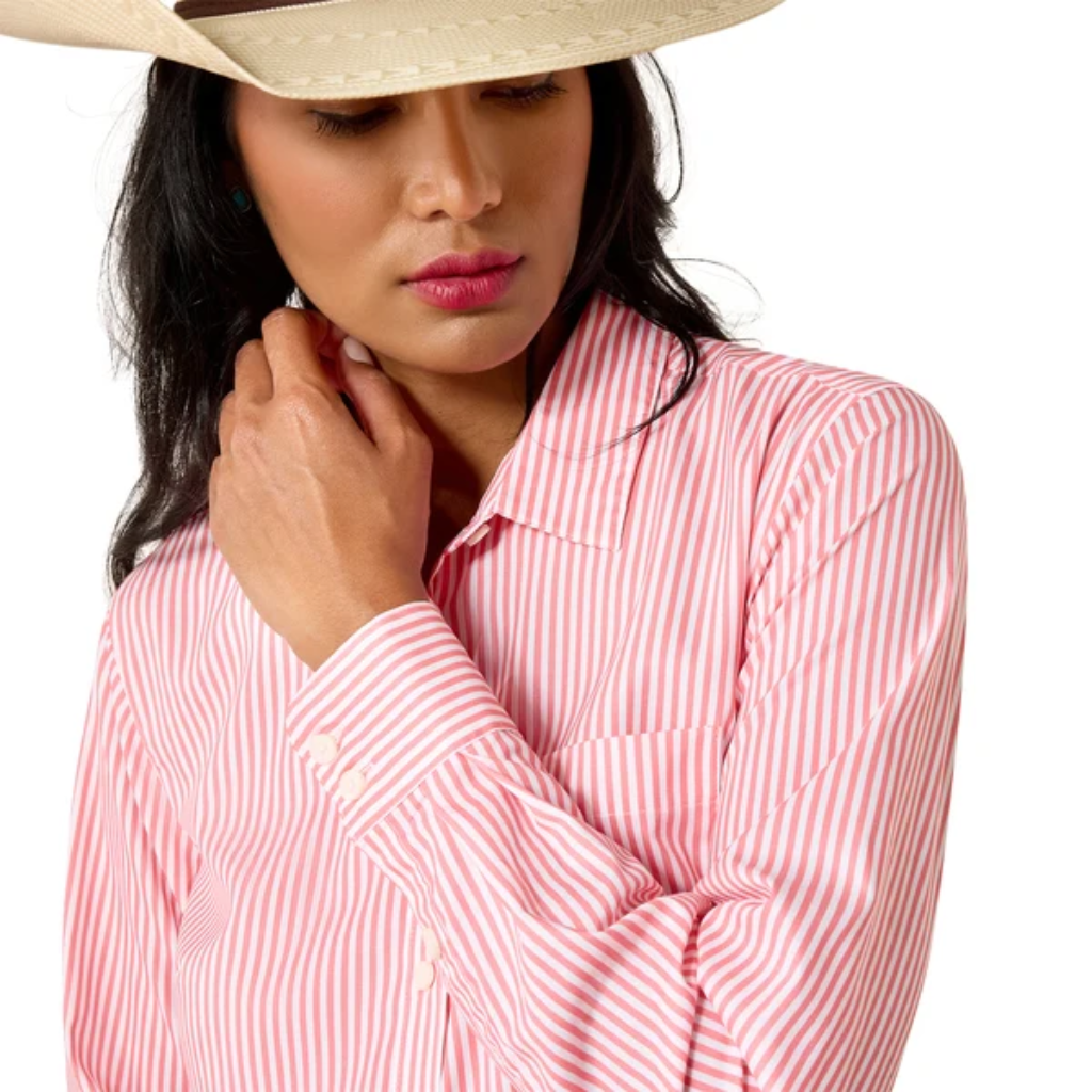 Ariat Ladies Kirby Pro Sun Kissed Coral Stripe Button Down Shirt