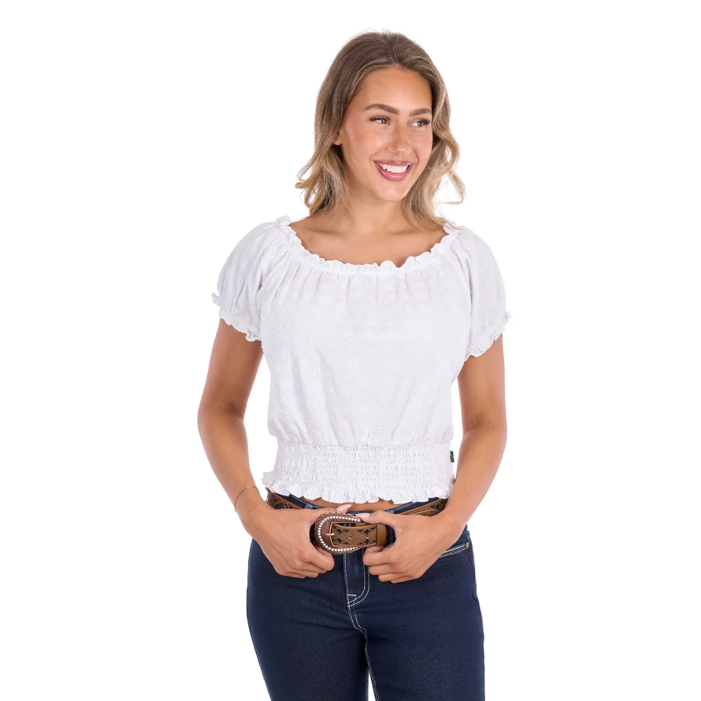 Pure Western Women's Montana S/S Blouse White