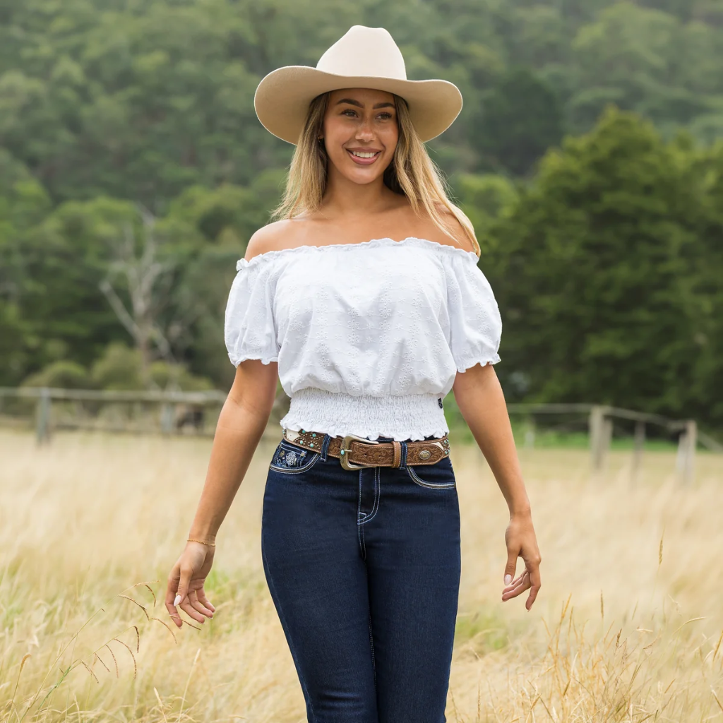 Pure Western Women's Montana S/S Blouse White