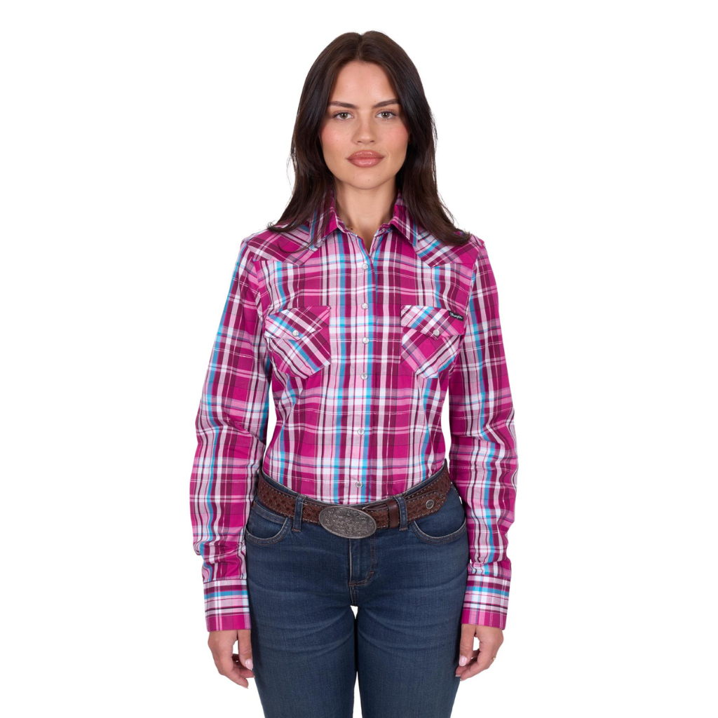 Women's Wrangler Molly  Check Longsleeve Shirt Pink