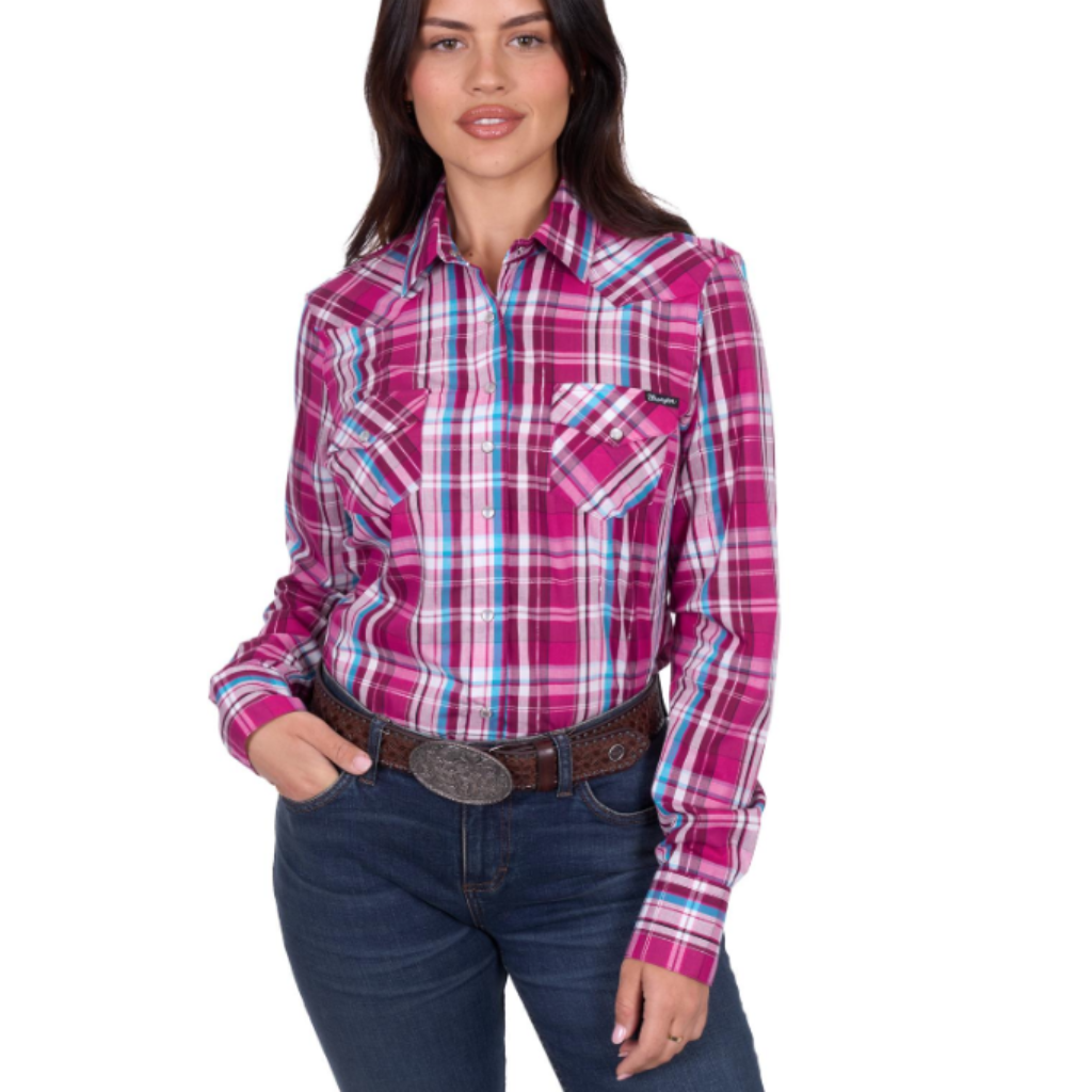 Women's Wrangler Molly  Check Longsleeve Shirt Pink