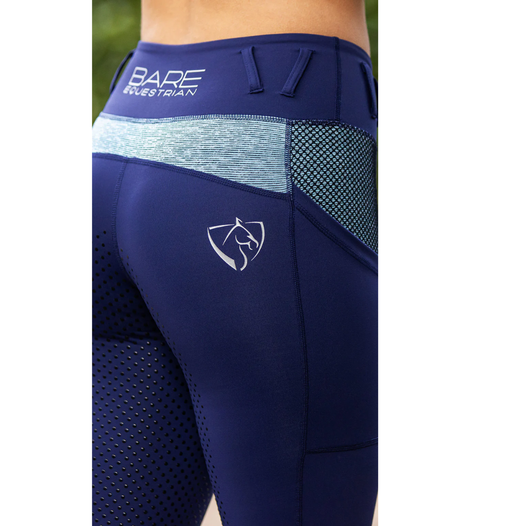 Bare Youth Performance Riding Tights Oxford Neon Blue