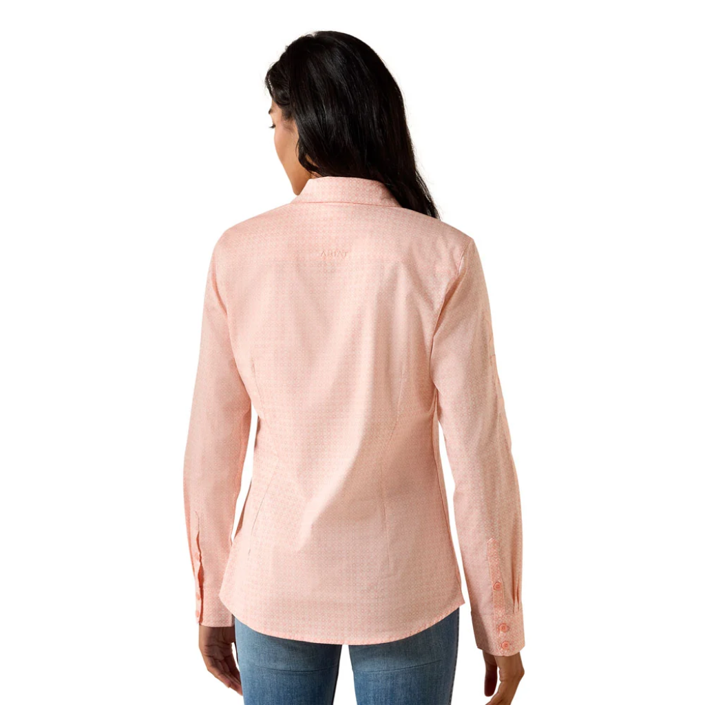 ARIAT WMNS TEAM KIRBY LS SHIRT TROPICAL PEACH GEO