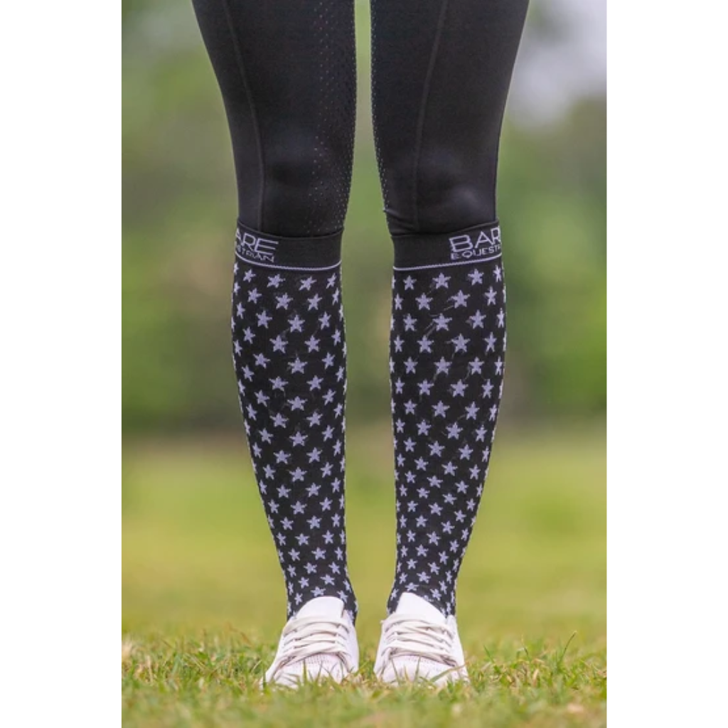 Bare Equestrian Compression Sock - Logo - Black Adults