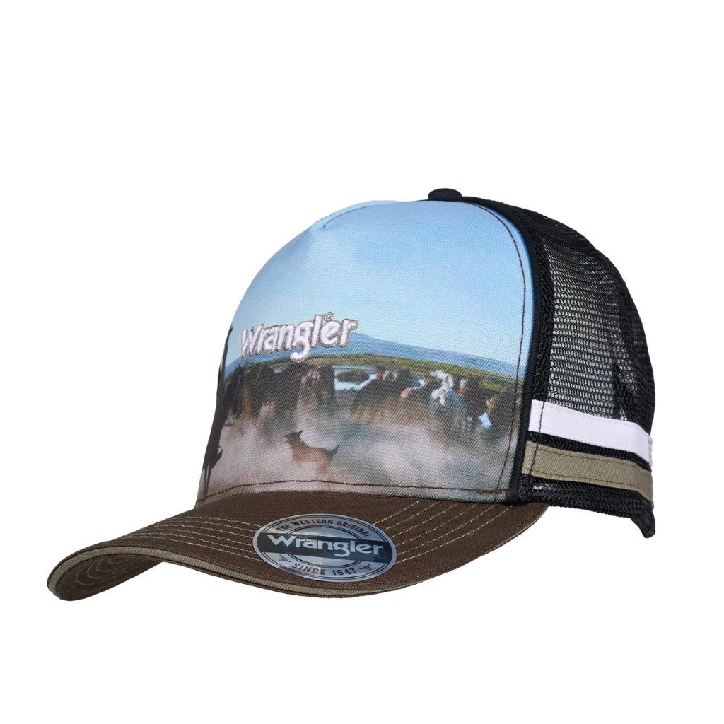 Wrangler Evan High Profile Trucker Cap Dark Tan/Multi