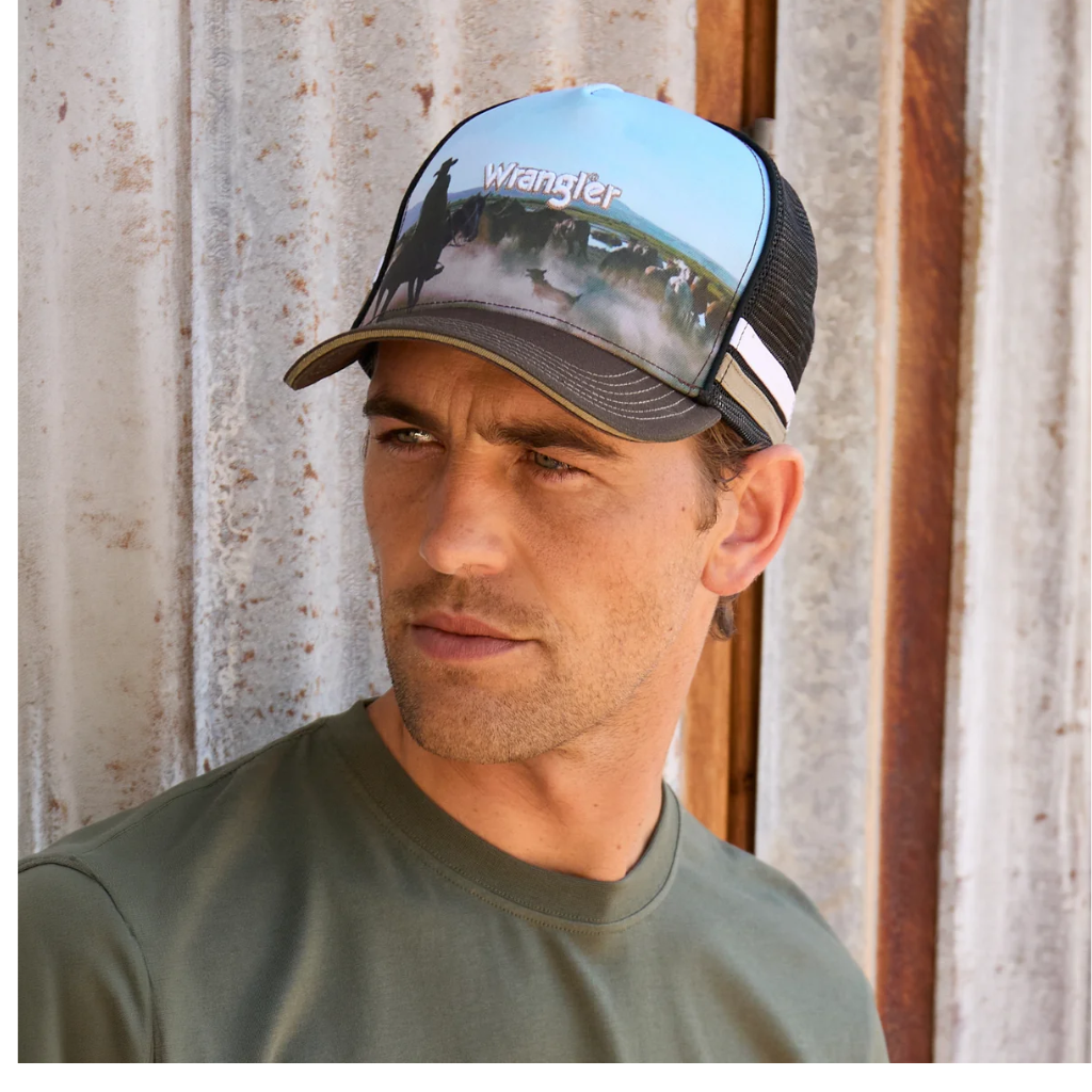 Wrangler Evan High Profile Trucker Cap Dark Tan/Multi