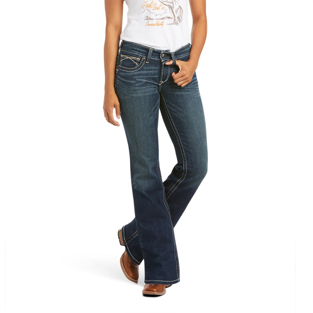 ARIAT Women's R.E.A.L Mid Rise Stretch Whipstitch Boot Cut Jean