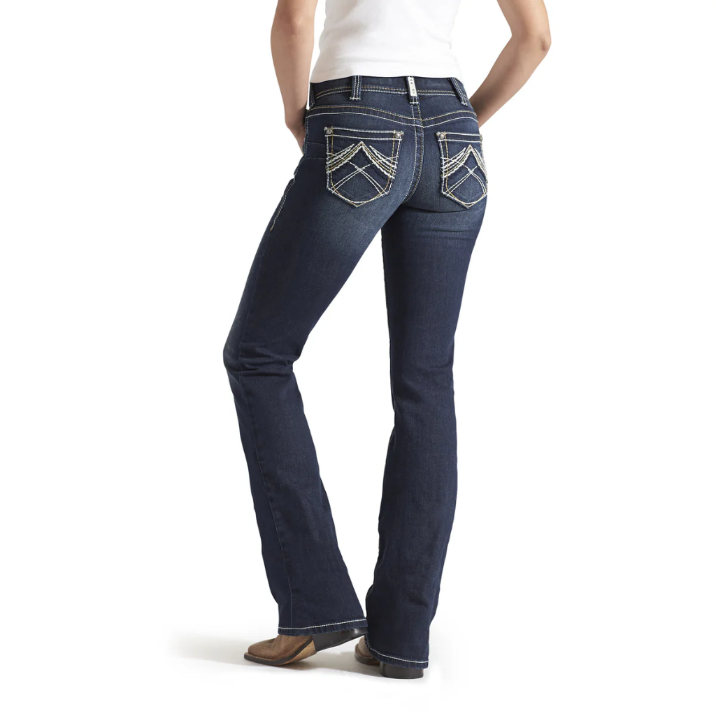 ARIAT Women's R.E.A.L Mid Rise Stretch Whipstitch Boot Cut Jean