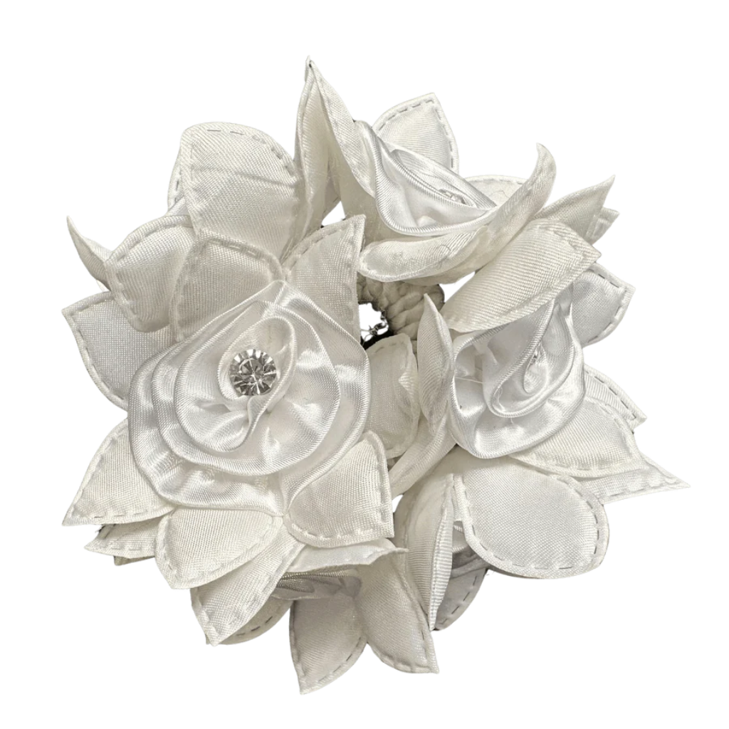 Rose Petal Hair Scrunchie with Crystals